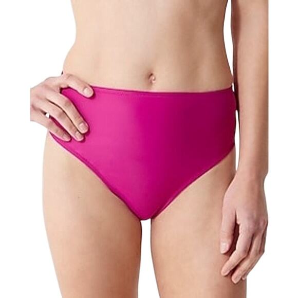 J.Crew Magenta Orchid High-Rise Bikini Bottom XS NWT Full Coverage - Picture 1 of 5